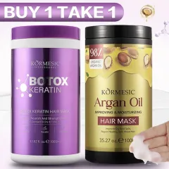 1000ML Botox Keratin Hair Treatment MaskOrganicRepair Conditioner +1000g Argan Oil ConditionerDeep Repair Damage Frizzy