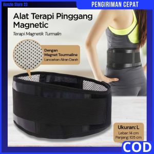 COD Alat Terapi Pinggang Magnetic Tourmaline Nylon PU Leather Size L / terapi saraf kejepit magnet hangat model terbaru nyeri otot bakar lemak / bahan elastis ukuran L melancarkan aliran darah meningkatkan daya tahan tubuh / promo pengiriman cepat viral