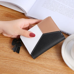 Short Ladies Wallet Zipper Wallet Female Student Korean Style Stitching Contrast Color Card Holder