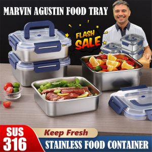 Marvin Agustin Food Tray 316 Stainless Steel Box With Lid Crisper Fresh Keeping Box Food Container