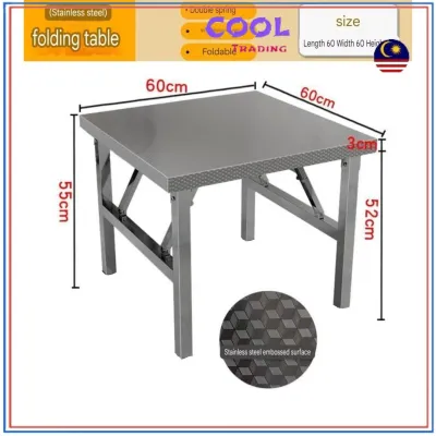 Stainless Steel Folding Table Portable Commercial Night Market Stall Small Square Meja Lipat Keluli Tahan Karat 30094