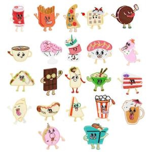 22 Pcs Dessert Sewing Patches Craft Supplies Coffee Embroidered Patches for Hat Bags Shoes Decoration