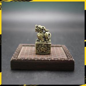 Móc Khóa Đồng Thau Ấn Chương Tỳ Hươu - Vật Phẩm Phong Thủy Mang May Mắn - E9 (Kèm Khoen Tròn 20 25mm)