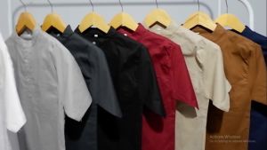 TopOne88 Baju Kemeja Koko Lengan Pendek Katun Stretch Anak Laki Laki Usia Tanggung Hitam Putih