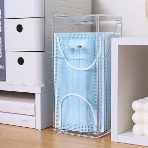 Hộp đựng mặt nạ acrylic trong suốt có nắp-ngăn di động chống bụi dùng cho gia đình văn phòng và du lịch