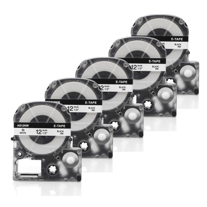 5 pcs 12mm SS12KW Epson Label Tapes Black on White | Lazada.co.th