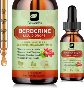 Berberine HCL Supplement with Ceylon Cinnamon - Liposomal Berberine Phytosome Liquid Drops with Turmeric Ceylon Cinnamon Bitter Melon Milk Thistle AMPK Activator for Digestion Support