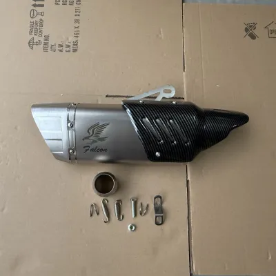 Universal 36mm-51mm Motorcycle Aluminum Full Exhaust Muffler System Black New