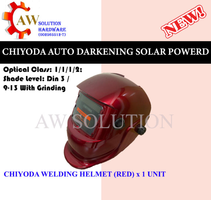 auto darkening welding helmet lazada CHIYODA Welding Helmet/ Automatic Darkening Solar Powered (RED/BLUE/GREY)  Industrial Safety Helmets Polycarbonate Blue Grey Welding Helmet - Lazada