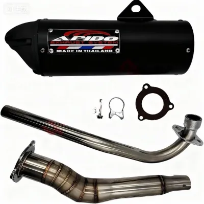 Apido Muffler Pipe for Raider 150 carb & Xrm 125/RS125carb/fi / XRM 110 carb /Click125/150 (chrome/black) 1set