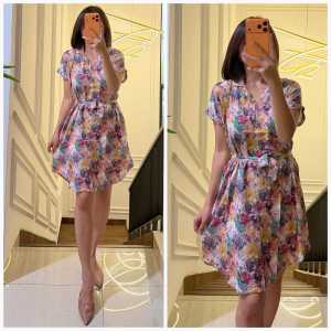 Dress kemeja tali kancing full bumil busui friendly rayon premium