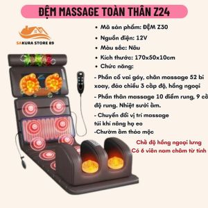 Đệm Massage Toàn Thân Da Cao Cấp Zlife Nệm Massage Ngọc Bích Xoa Bóp Giảm Đau Mỏi Phục Hồi Sức Khỏe