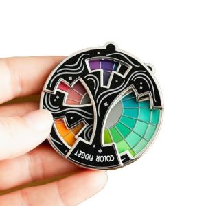 HENLI 3 In 1 Color Fidget Wheel Enamel Brooch Key Holder  Pin  Refrigerator  Creative Ornaments Anxiety Relief Badge for Artists