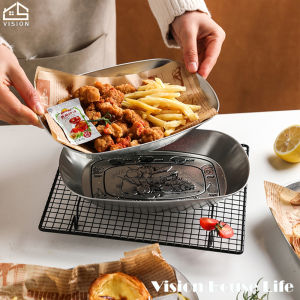 Vision Đĩa Ăn Tối Phong Cách Retro Đĩa Ăn Nhẹ Khoai Tây Chiên Đĩa Rau Củ Trái Cây Bằng Thiếc Gia Dụng Khay Ăn Nhẹ Dã Ngoại Di Động Khay Đồ Dùng Nhà Bếp Cho Cắm Trại Đi Bộ Đường Dài Ngoài Trời