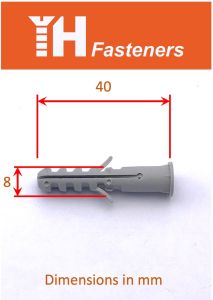 (10 & 50 pcs) 6/8/10 mm Nylon Plastic Wall Plug Anchor Gray Plak Dinding with Stainless Steel Screws