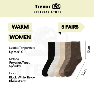 TREVOR Knit Winter Socks [Warm][5 Pairs] - Lightweight Wool Autumn Thermal Fleece Thick Stokin Tebal Hangat Free Size 冬季保暖袜
