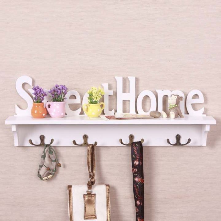 Sweet-Home Storage Shelf with 4 Hooks for Wall Hanging Modern SWEET ...