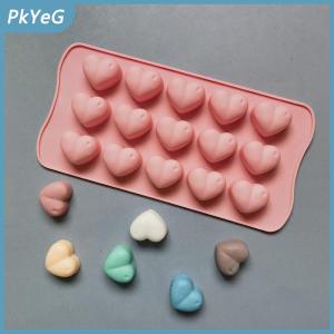 PkYeG 1 cái khuôn silicon hình trái tim ba chiều 15 lỗ Khuôn mousse lưới đá sô cô la Tự làm khuôn nướng bánh kẹo mềm
