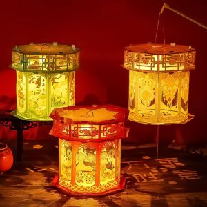 YOUTH HOME Good Luck Chinese Style Lantern Blessings 3D Glowing Handheld Lantern Craft Toys Traditional Projection Lantern Festival Decoration
