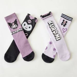 1 Pairs Girls Cute Sanrio Kuromi Purple Knee Long Socks Kawaii Cartoon Anime Kuromi Children Toddler Stocking Gift