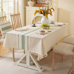 Rectangular Tablecloth Splicing Tassel Tablecloth For Dining Simple Atmospheric Dust-Proof Tablecloth Home Decoration Party Tablecloth