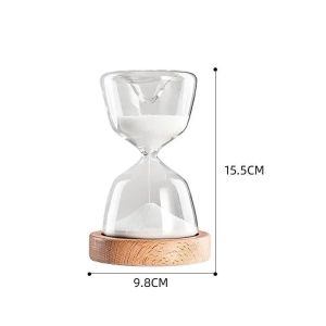 xpkQ 15 Minutes Luminous Remote Control Glass Hourglass Sand Timer Wood Bottom Night Light Sandglass Desk Home Decorative Toys H8M4T