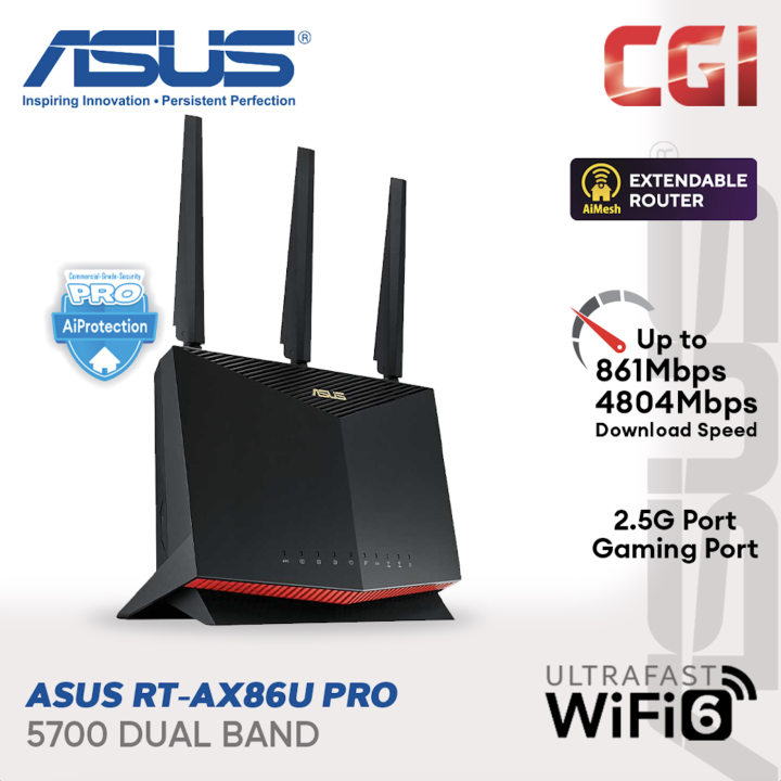 Asus RTAX86U Pro AX5700 5700Mbps 2 Gbps 2.0GHz QuadCore Dual Band