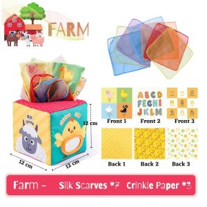 Jollybaby Early Learning Soft Toy Baby Pull and Play Tissue Cube 0m+