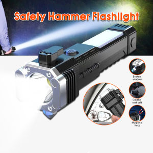 【🇲🇾Stock】LED Strong Flashlight USB Recharging Work Lights Portable Waterproof Torch Light Searchlight Multifunction COB Emergency Light with Car Safety Hammer / Strong Magnetic Side Light 手电筒