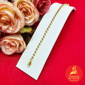 สร้อยข้อมือทองลายไข่ปลาห้อยกระพรวน ความยาว 6.5 นิ้ว ตะขอก้ามปู ชุบทอง ทำจากทองเหลือง ใส่ได้ทุกโอกาส ใส่อาบน้ำได้