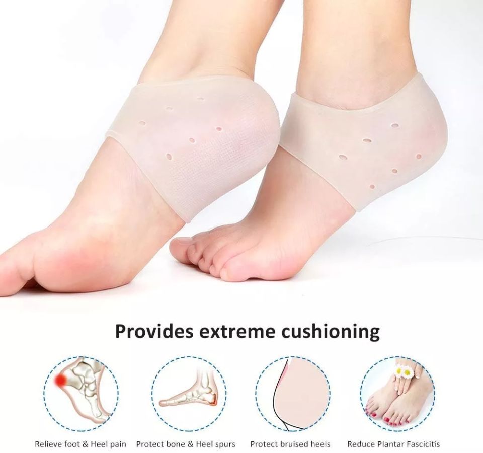 CCW 1Pair Silicone Gel Heel Protector Protective Sleeve Heel Pads for Relief Plantar Fasciitis Heel Pain Reduce Pressure