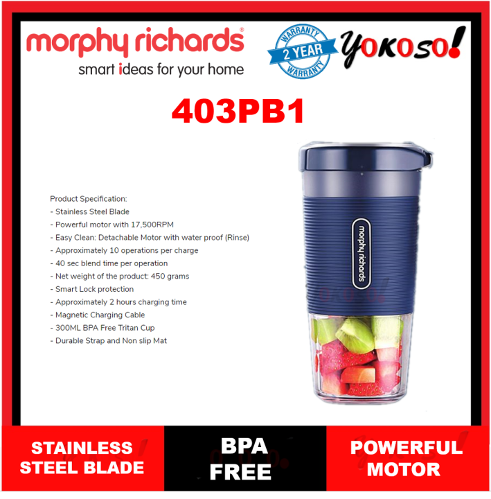 Morphy Richards 403PB1 Portable Blender (Blue) Lazada