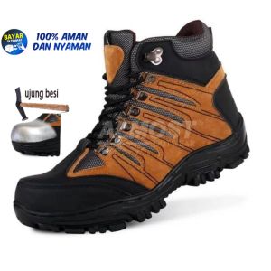 BIG PROMO sepatu safety boot pria crocodile wolfrin plat besi depan nya/BISA BAYAR DI TEMPAT