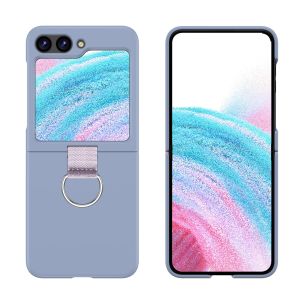 Ring Holder Matte Solid Color Case for Samsung Galaxy Z Flip 6 5 4 3 7 8 ZFlip Flip6 Liquid Silicone Shockproof Ins Korean Cover