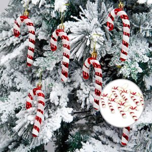 12pcs Mixed Christmas Canes Xmas Tree Decoration Acrylic Candy Cane Hanging Crutch Pendant Decor