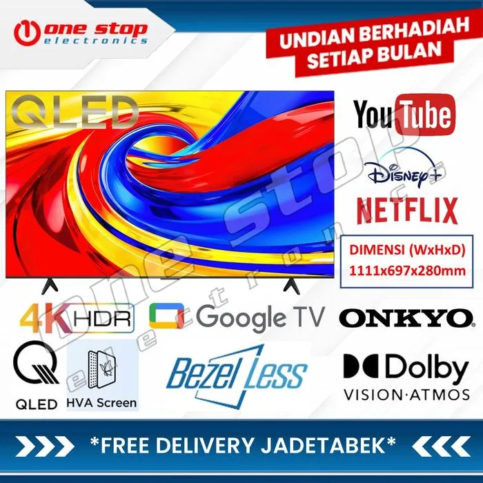 installation · honkit Images High Quality Grahic TCL 50P7L / P7L Premium QLED 4K UHD Smart Google TV 50 Inch | ONKYO 2 ...