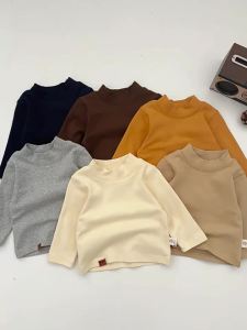 Baby base shirt for autumn and winter cotton long sleeve t Soft and cozy half-high collar shirt for toddlers suitable for layering in autumn versatile baby clothing