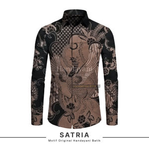 MOTIF SATRIA Baju Atasan Kemeja Batik Slimfit Pria Premium Modern Lengan Panjang Pendek Full Furing | HANDAYANI BATIK