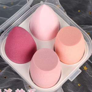 4pcs Makeup Blender Cosmetic Puff Makeup Sponge With Storage Box