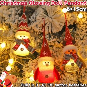 Christmas Glowing Doll Pendant Santa Claus Snowman Elk Xmas Tree Decoration Home Ornament