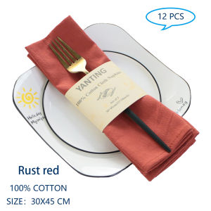 Set Of 12 30x45cm Table Cloth Napkins Cotton Durable Fabric Reusable Uniform Color For Kitchen Dining Easter Wedding Decoration2026