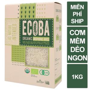 Gạo Thơm Lài 100% hữu cơ  - ECOBA Ngọc Mễ 1kg - Cơm ngon dẻo nhiều - Đạt chứng nhận hữu cơ quốc tế in trên hộp