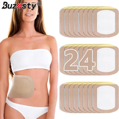 Buzesty 12/24 Pack Castor Oil Pack Wrap Castor Oil Patches Disposable Organic Cotton Self-Adhesive Pads Portable Anti Leakage No Wash
