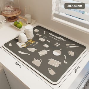 Konco diatomite quick drying mat dish drain mat cups cutlery placemats Kitchen countertop drainer pad Super water absorption storage pad Coffee Machine mat 30x40cm