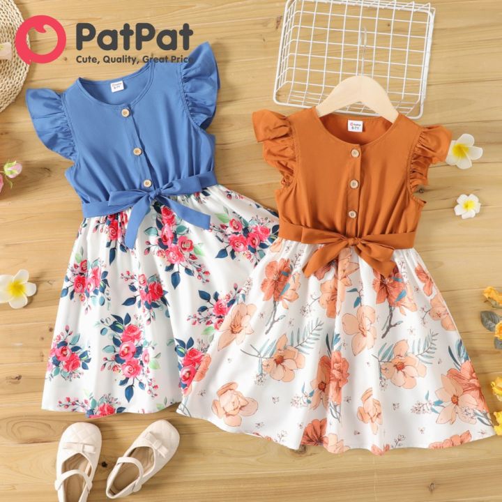 PatPat Kid Girl Clothes Girls Dress Age 9 To12 Ruffled Floral