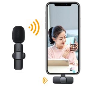 Wireless Microphone ไมโครโฟนไร้สายแบบพกพาสําหรับ ios/Type-Cไมค์ไร้สายหนีบเสื้อ ไมค์หนีบปกเสื้อ