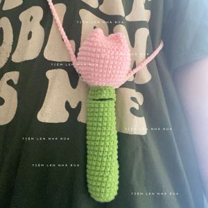 Túi  Đựng Son Bằng Len Hoa Tulip - Túi handmade (Mẫu ko có sẵn ib shop chọn màu)