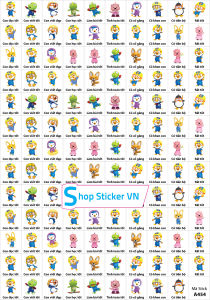 Sticker khen chữ HÌNH PORORO 40k 5 tờ A4 x 129 Stick/ tờ - Mã A454