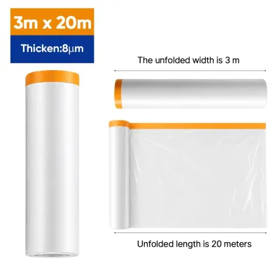 🇸🇬Renovation Plastic Dust Cover / Furniture Protective Plastic Film/Pre-Taped Plastic Drop Sheet Roll For Dust Prevention/ PaintingConstruction/ HIP/Dust Cover Paintproof Waterproof Cover Sheet Rolls