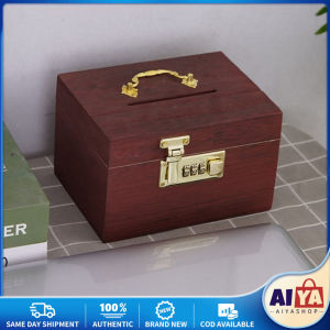 1Pc Wooden Vintage Storage Box Retro Creative Treasure Box with Lock Delicate Decorative Money Saving Case